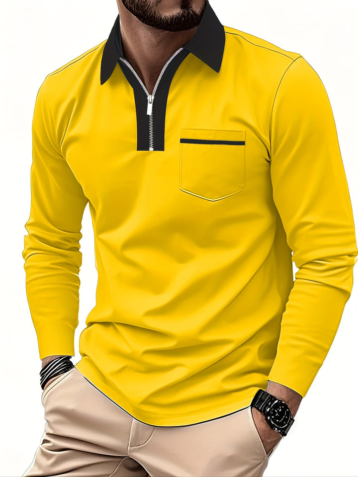 Douglas | Zip-Collar Long Sleeve Polo Shirt