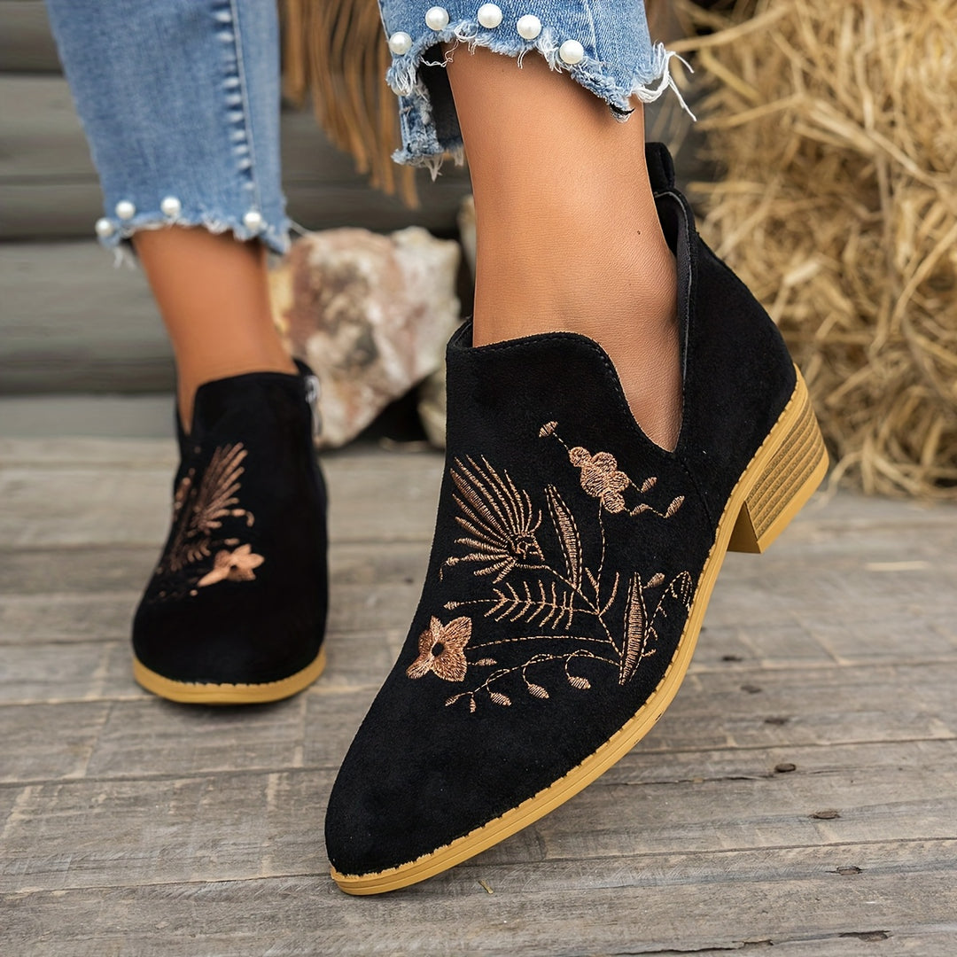 Josephine | Embroidered Ankle Boots