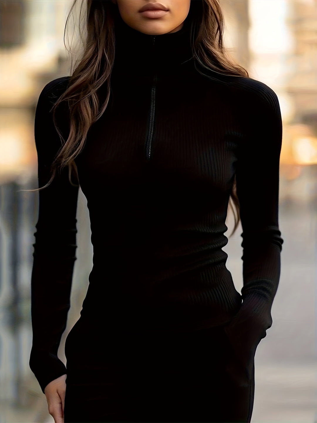 Simone | Sleek High-Neck Zip Top