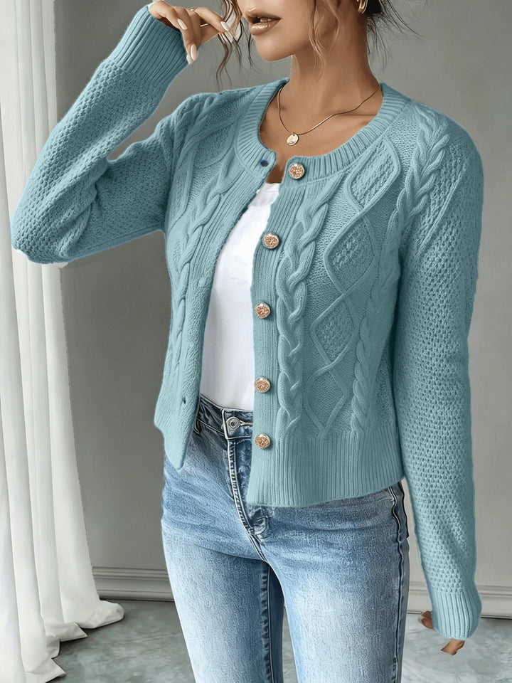 Cecilia | Cable-Knit Button-Front Cardigan