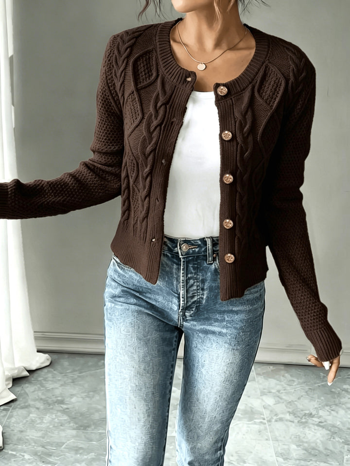 Cecilia | Cable-Knit Button-Front Cardigan