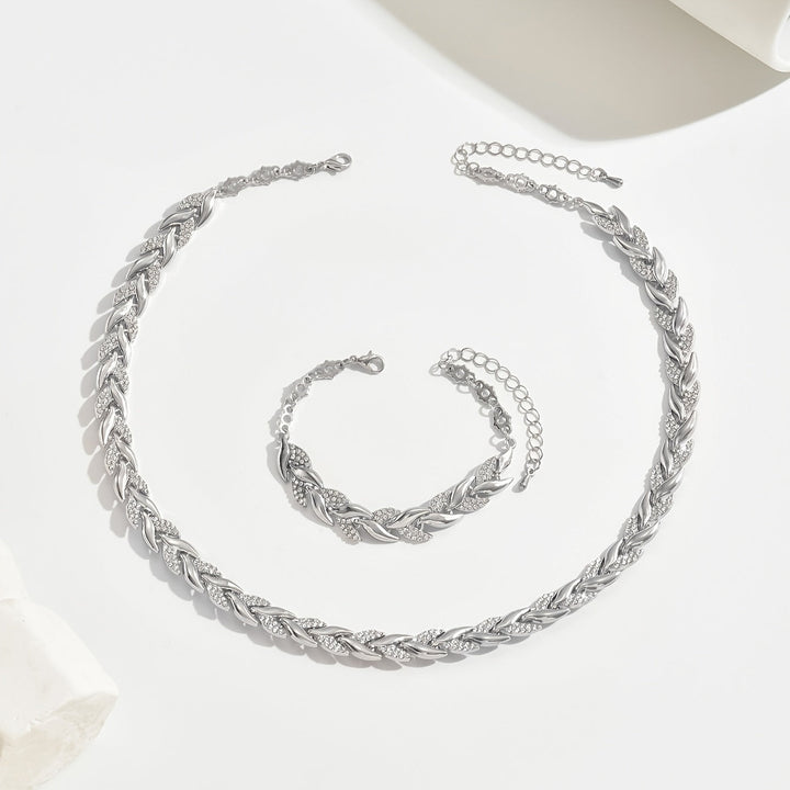 Delia | Sparkling Leaf Jewellery Set