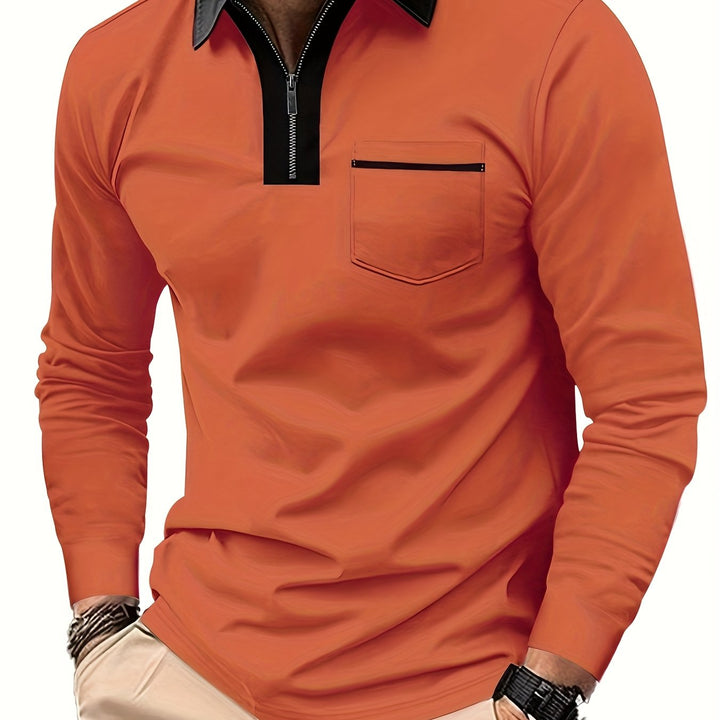 Douglas | Zip-Collar Long Sleeve Polo Shirt