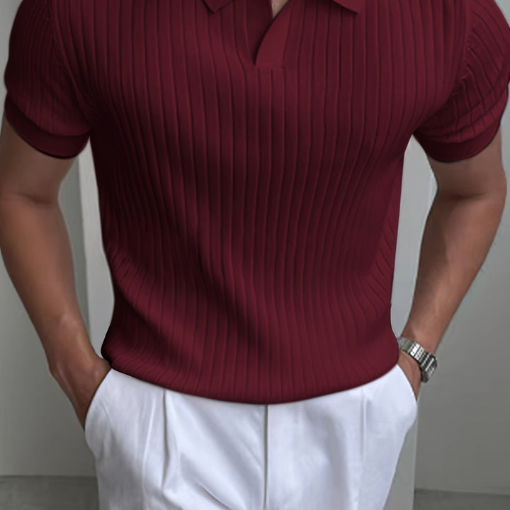 Maxwell | Ribbed Open-Collar Polo Shirt