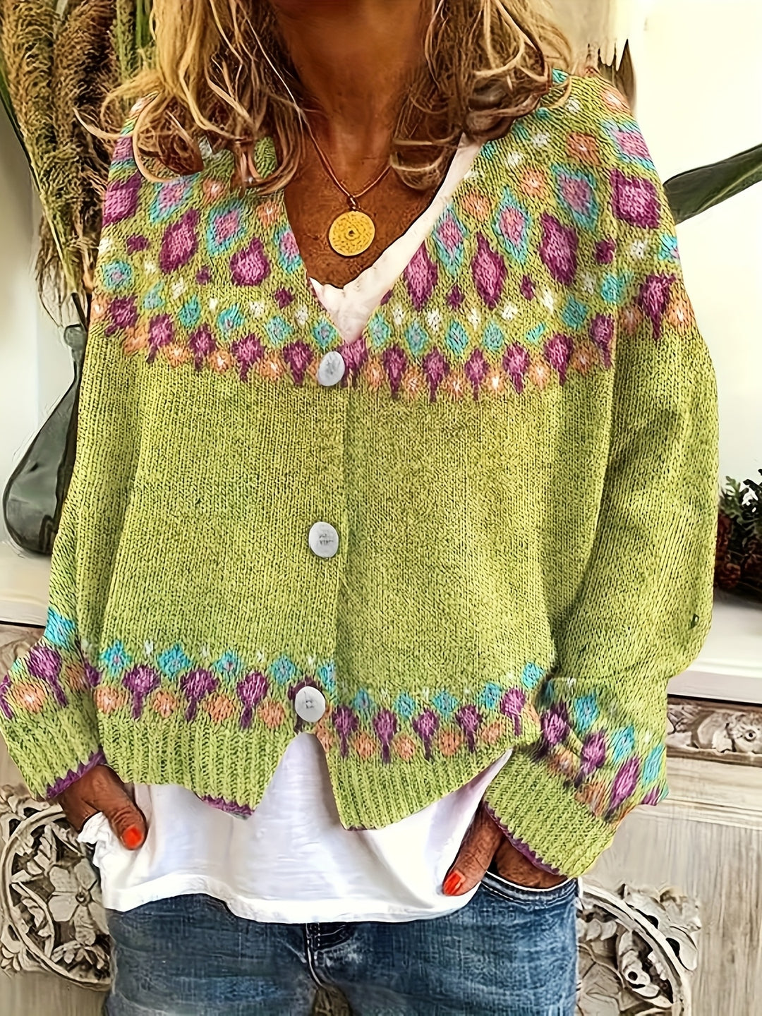 Maribel | Fair Isle Knit Cardigan