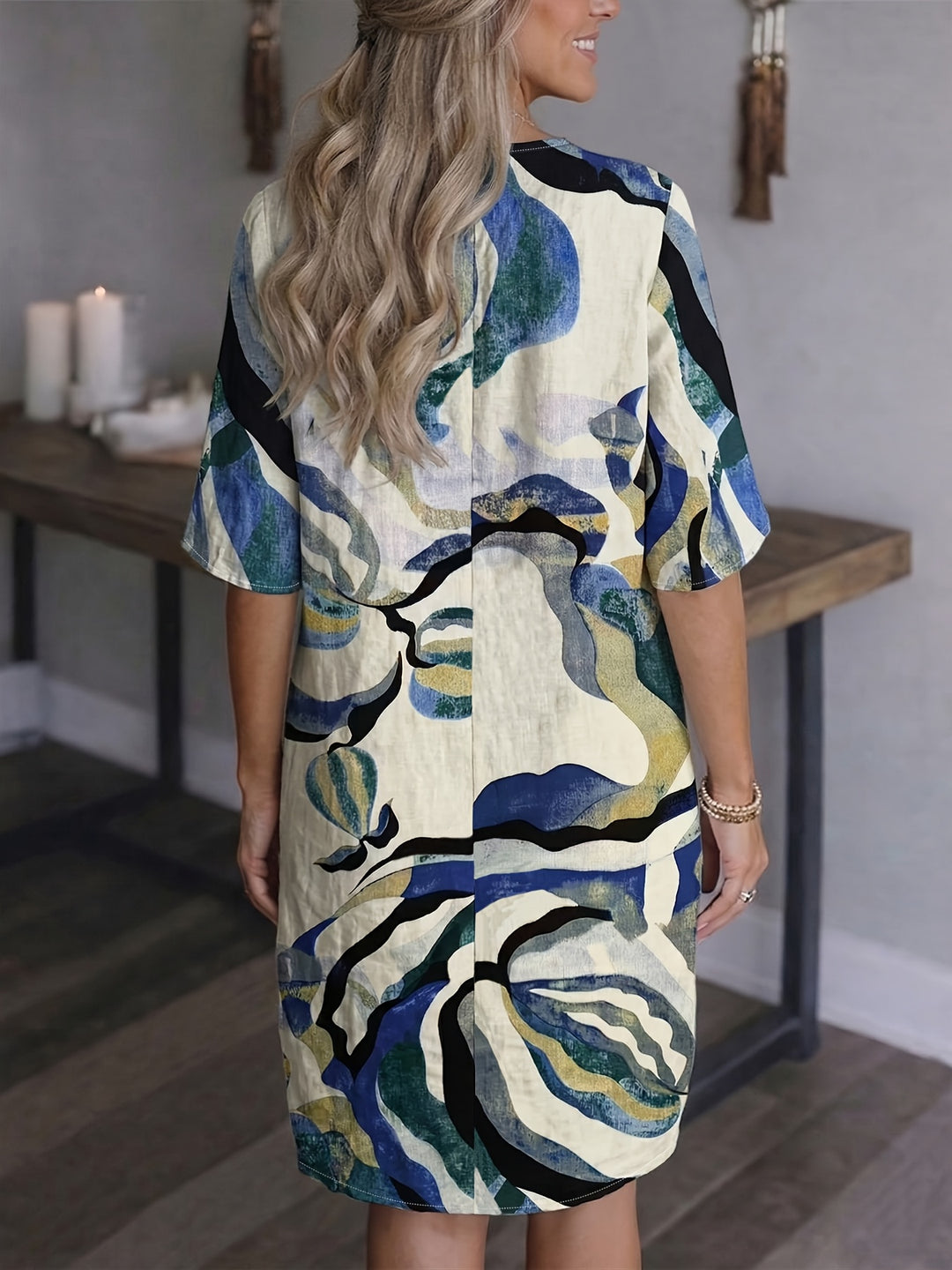 Marion | Artful Print V-Neck Dress