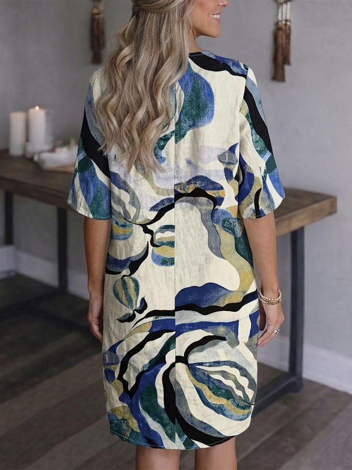 Marion | Artful Print V-Neck Dress