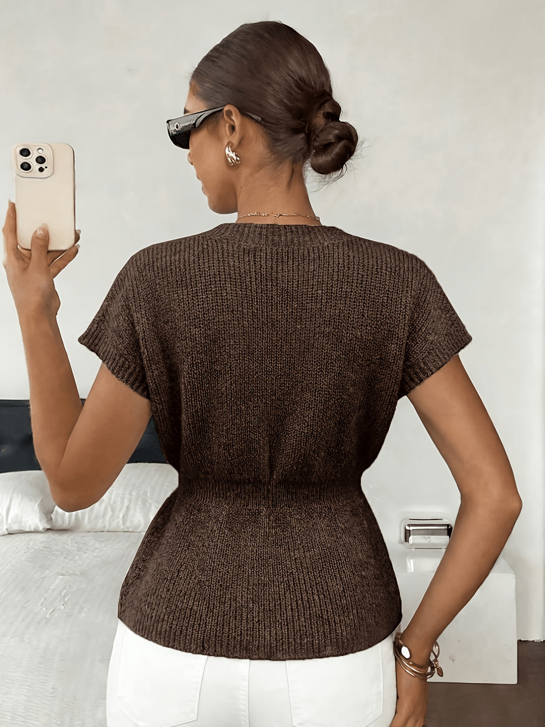 Heather | Button-Front Short-Sleeve Cardigan