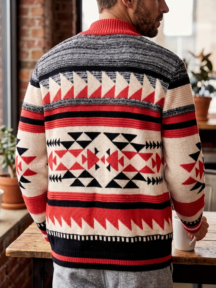 Rylan | Patterned Zip-Up Cardigan