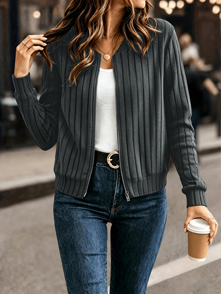 Sloane | Refined Ribbed Zip-Up Jacket