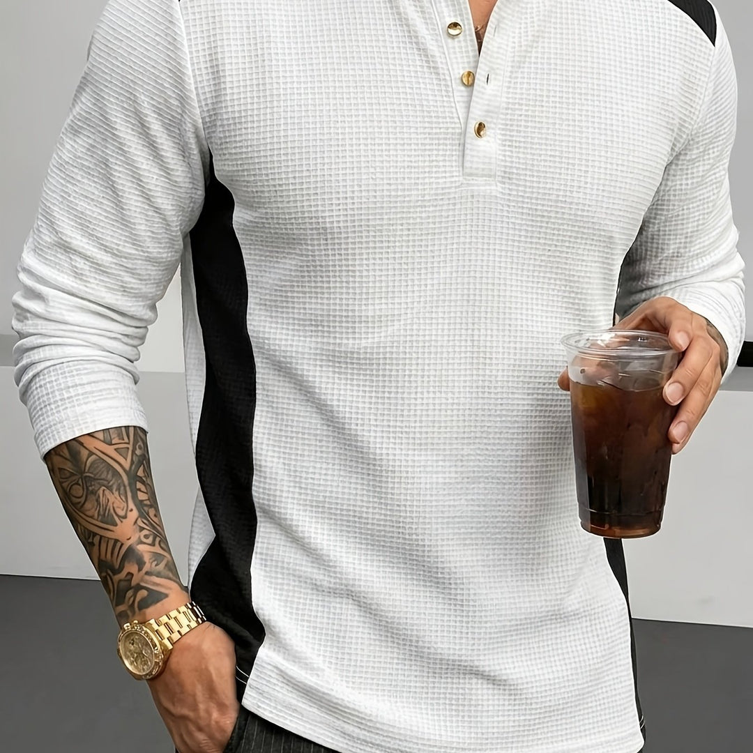 Sawyer | Textured Contrast Henley Shirt
