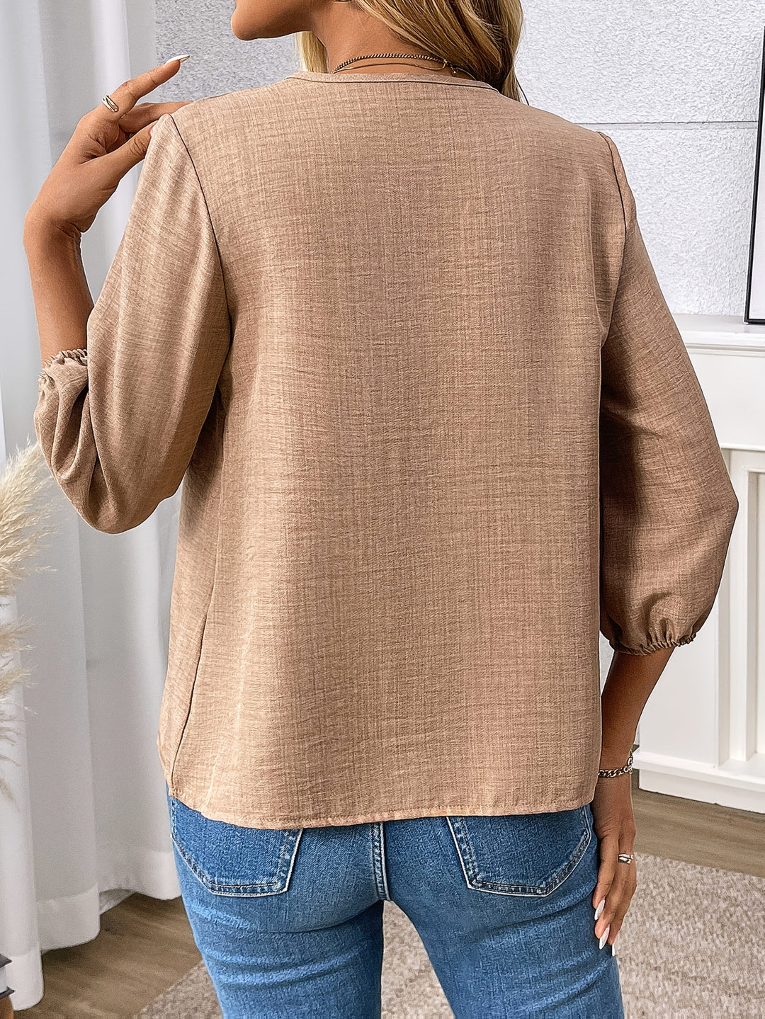 Elise | Zip-Front V-Neck Blouse