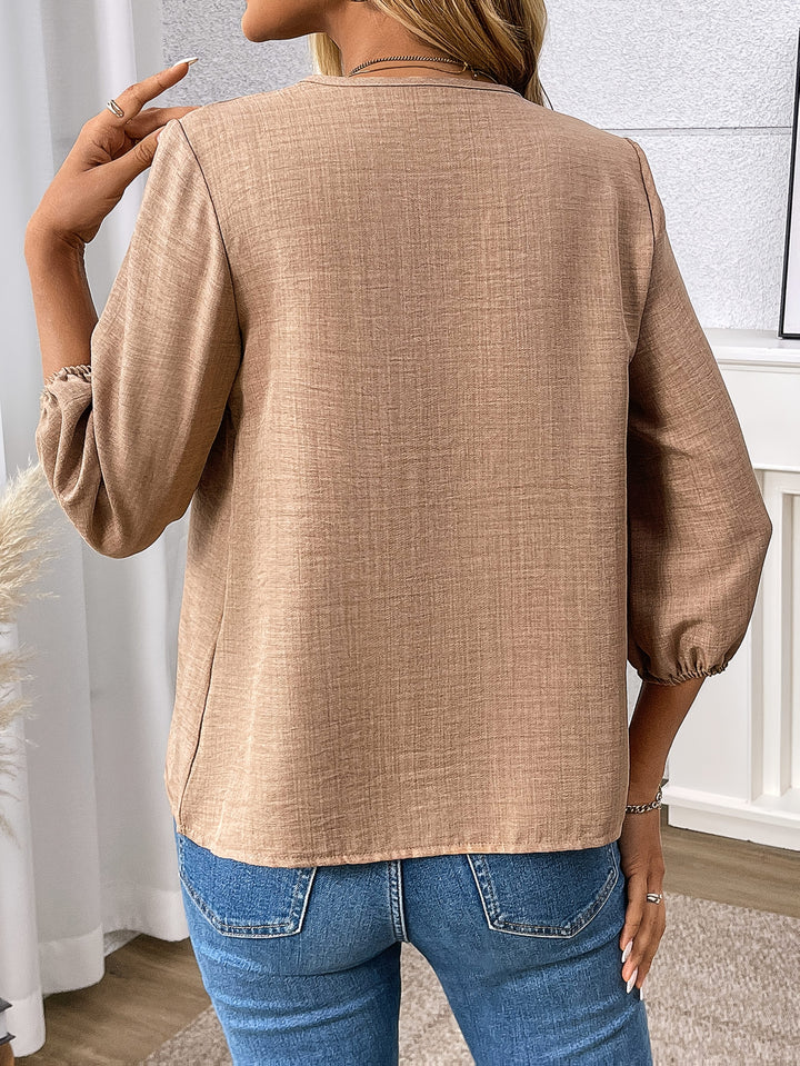 Elise | Zip-Front V-Neck Blouse