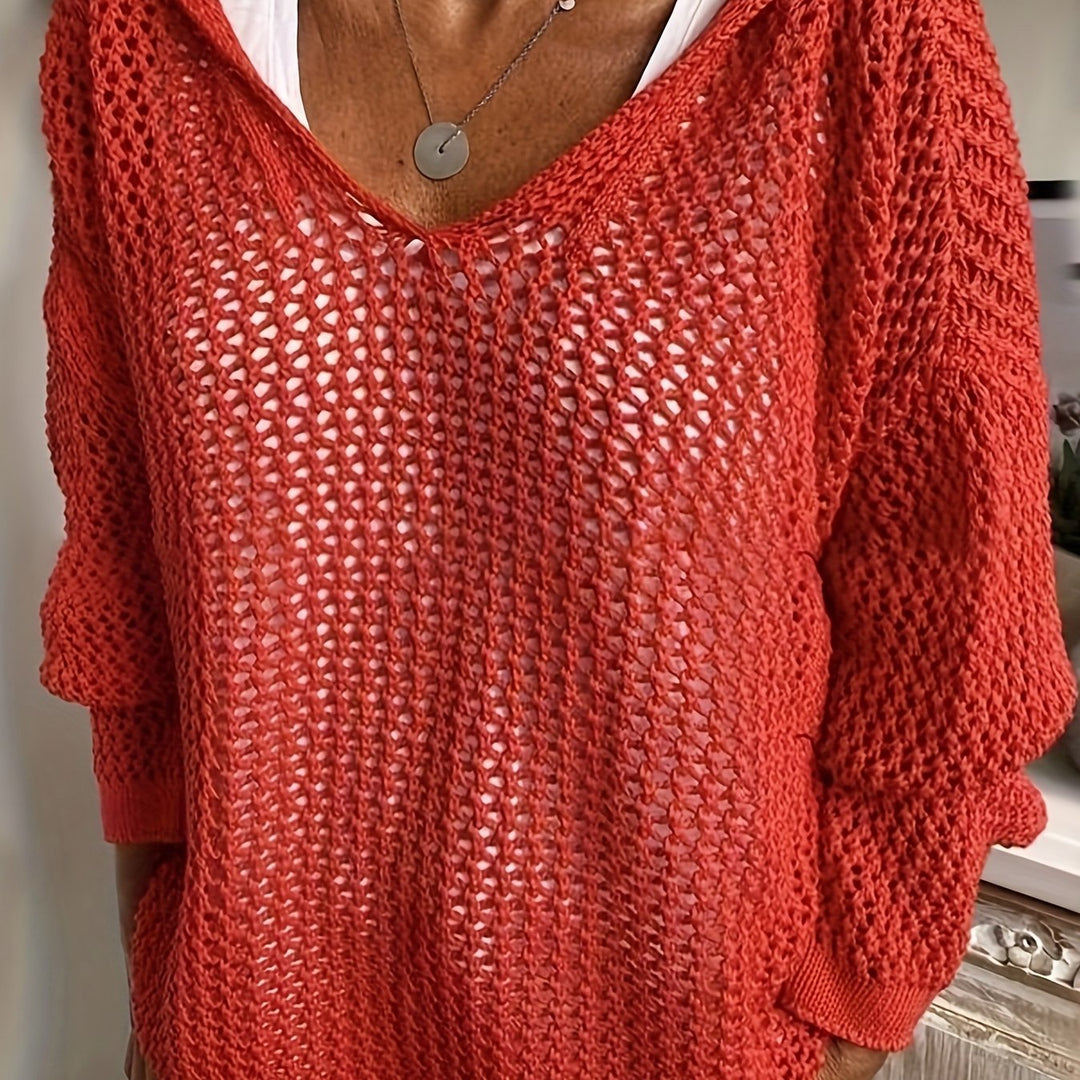 Fleur | Open-Knit Hooded Sweater