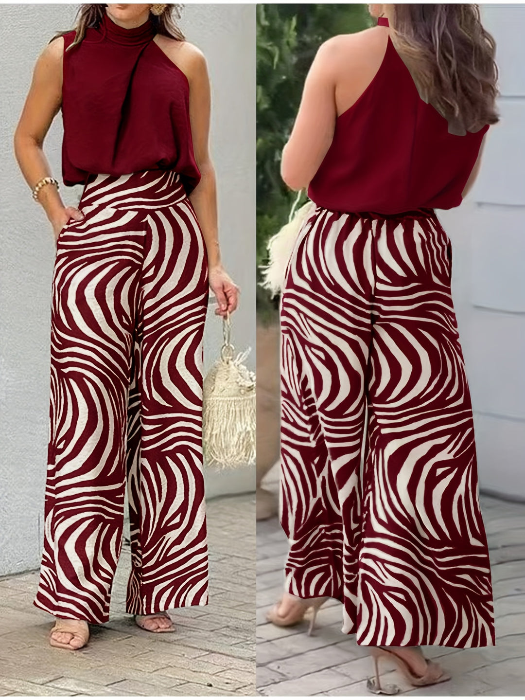 Corinna | Wave-Print Wide-Leg Trouser Set