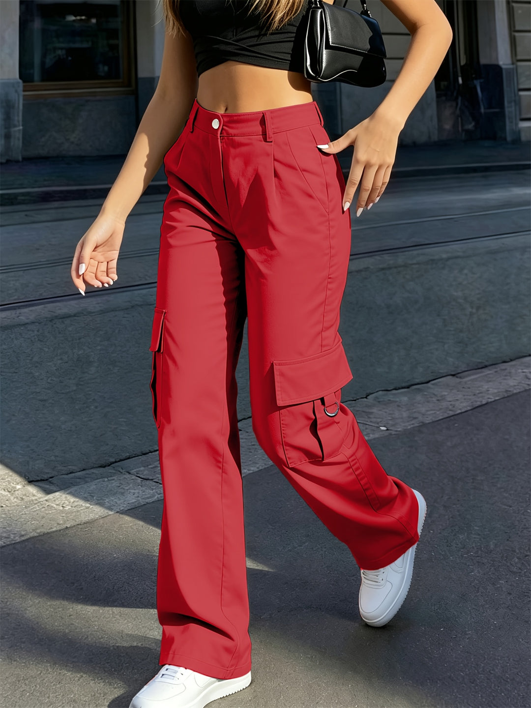 Sadie | High-Waisted Wide-Leg Cargo Trousers