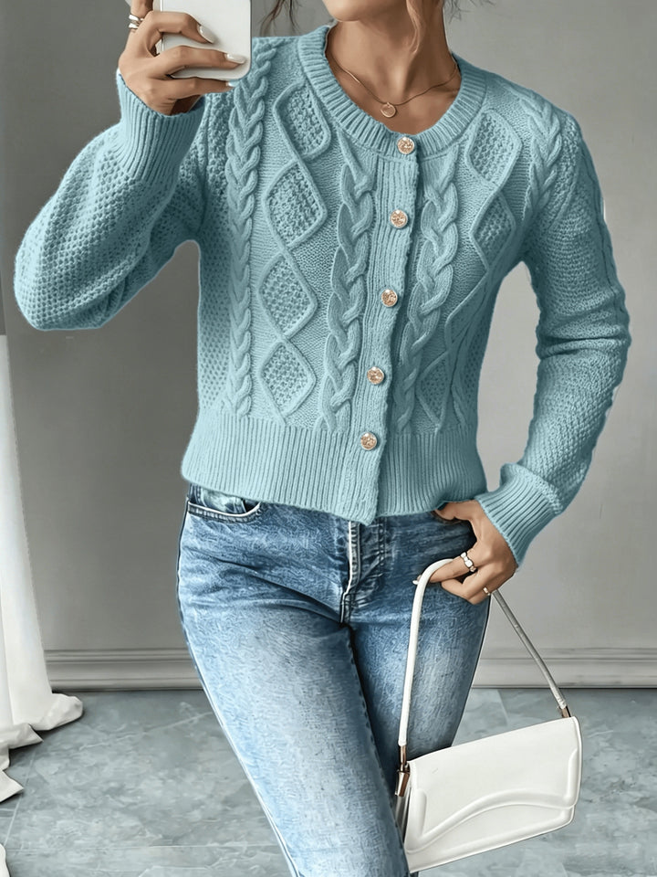 Cecilia | Cable-Knit Button-Front Cardigan