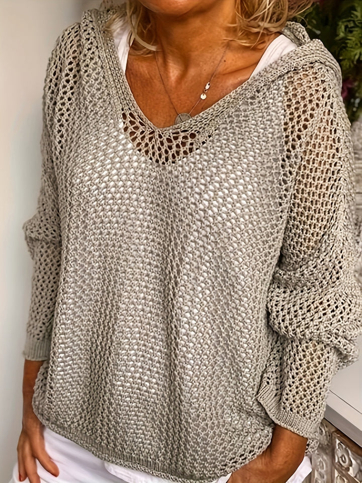 Fleur | Open-Knit Hooded Sweater