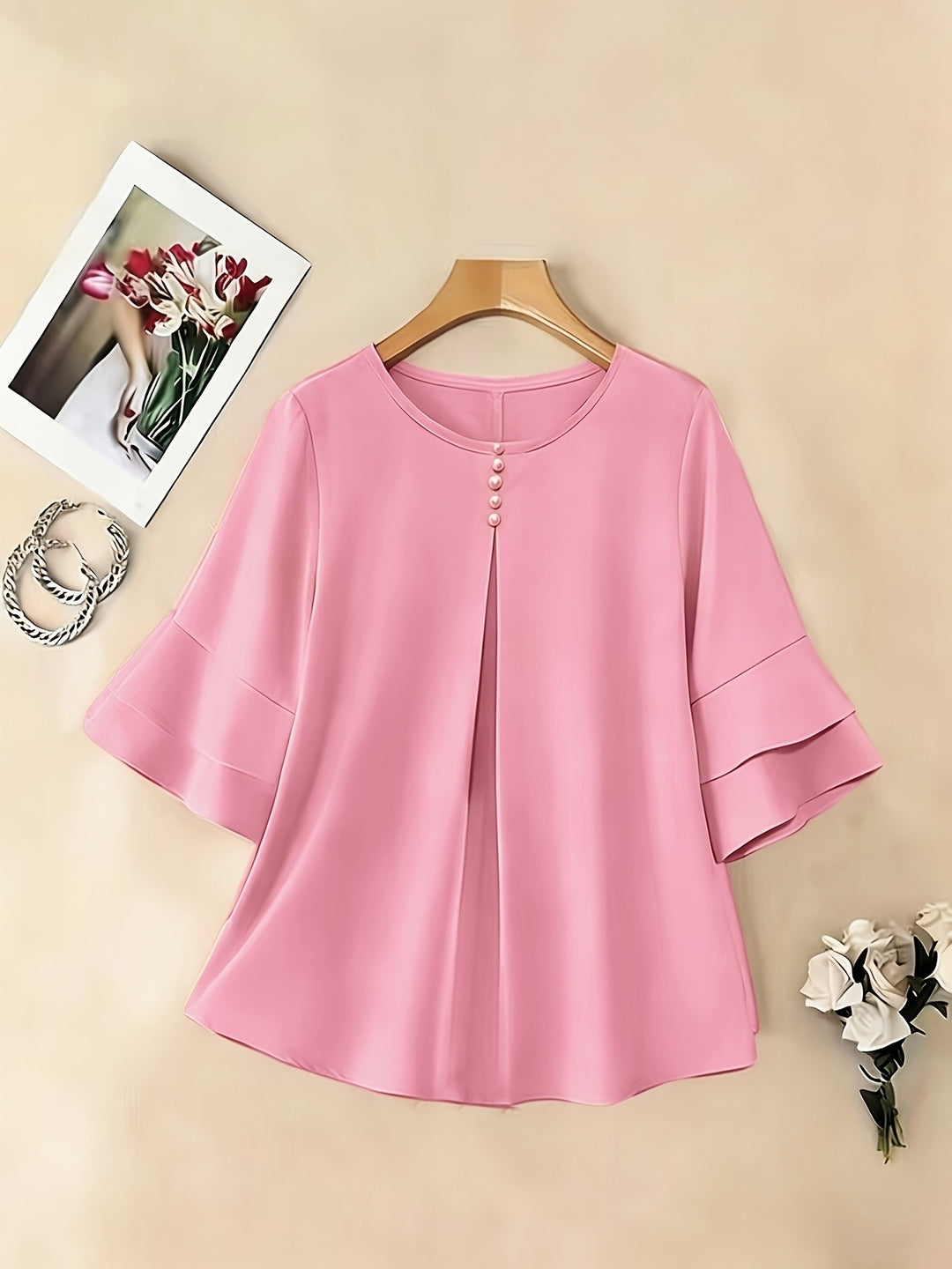 Isadora | Softly Draped Ruffle-Sleeve Blouse