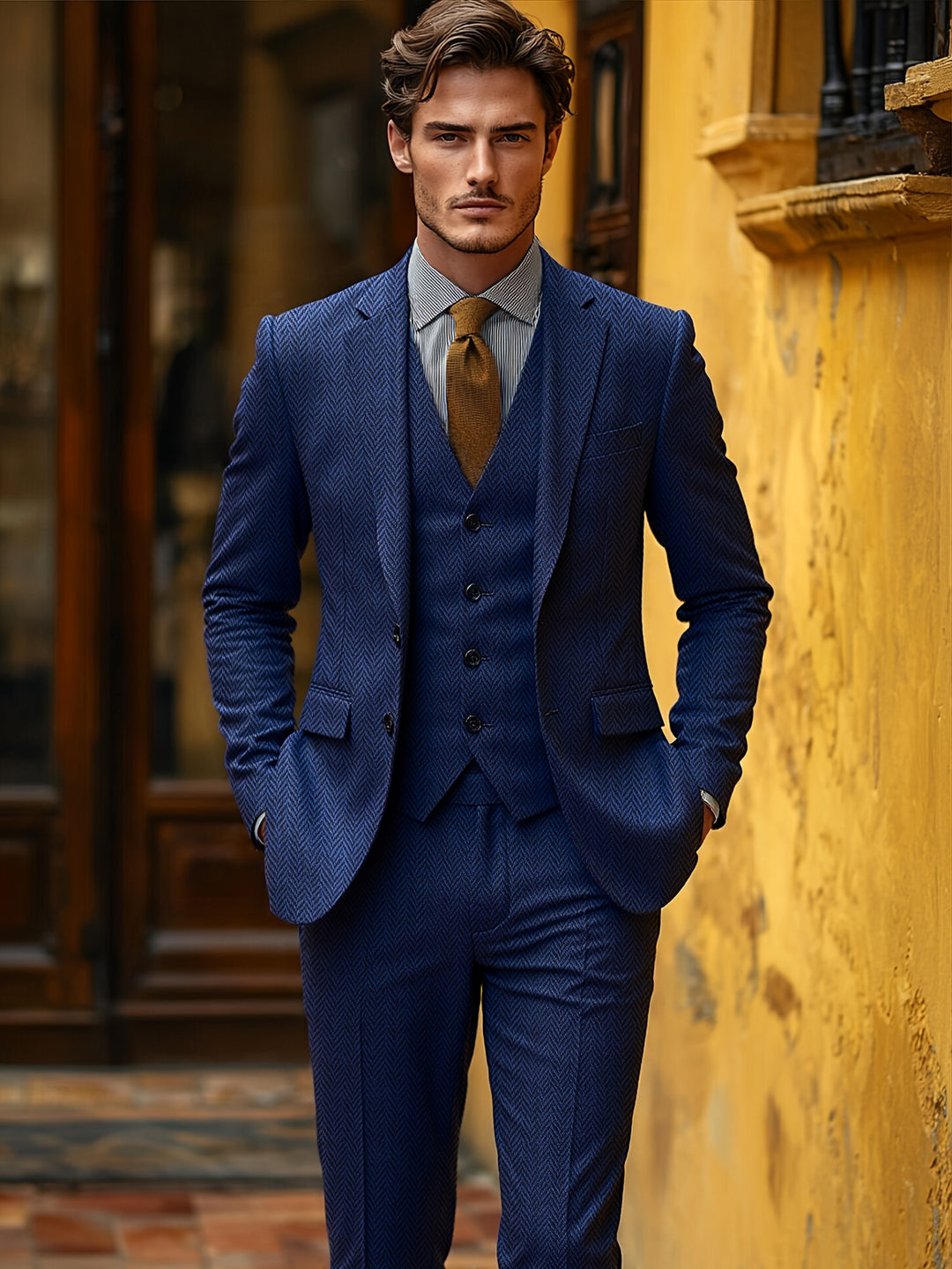 Winston | Herringbone Three-Piece Suit
