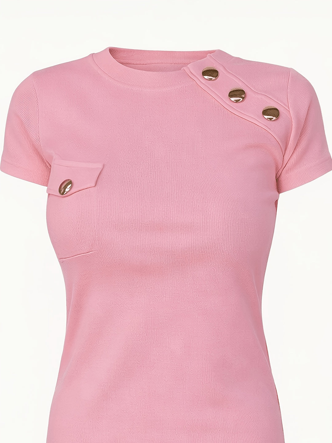 Katherine | Button-Accent Short Sleeve Top