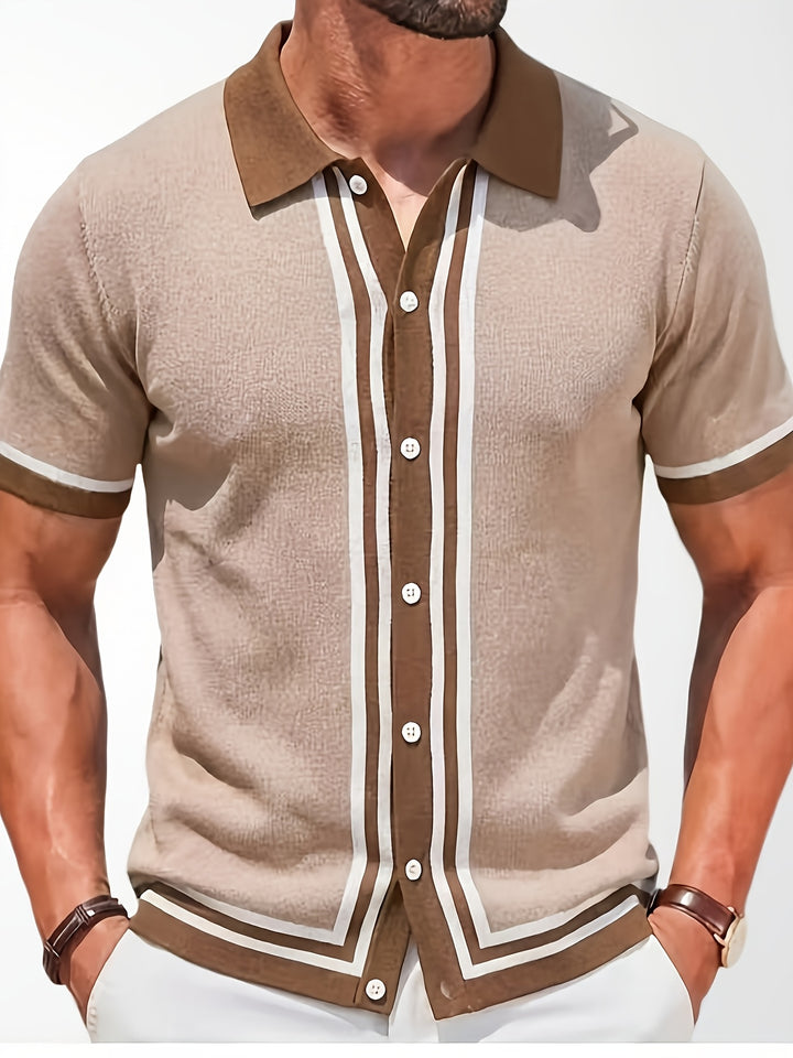 Malcolm | Retro Striped Short-Sleeve Polo Shirt