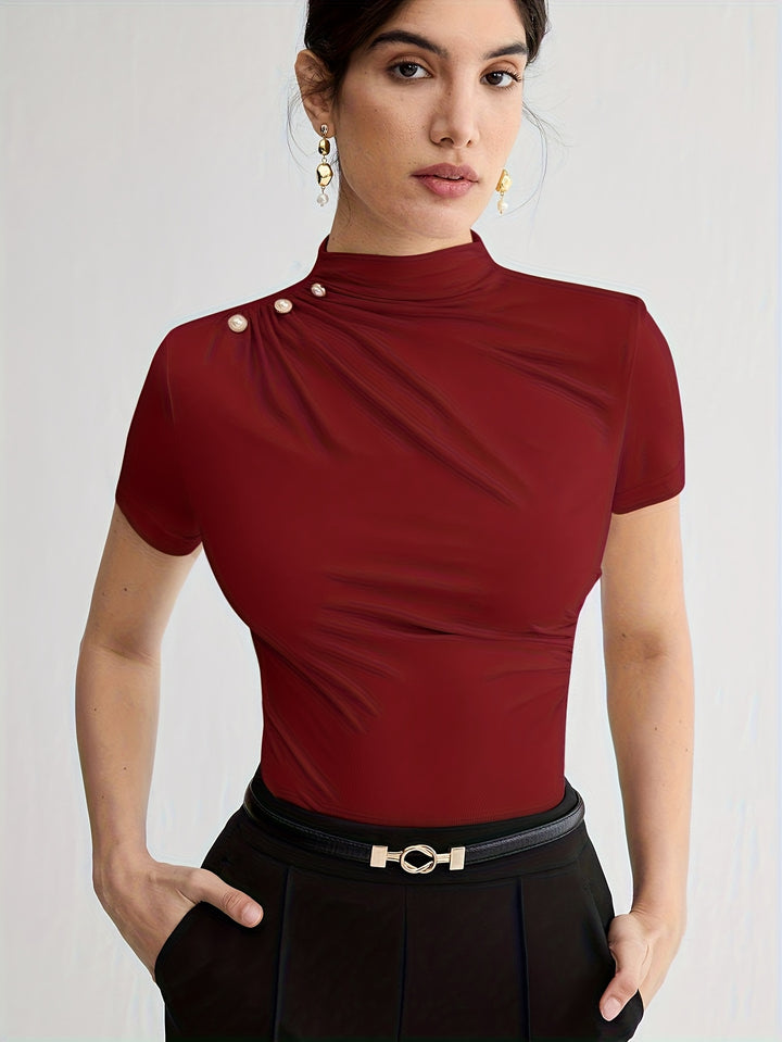 Hazel | Fitted Mock-Neck Top