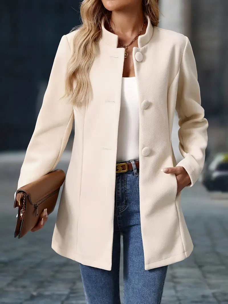 Helene | Stand-Collar Button Coat