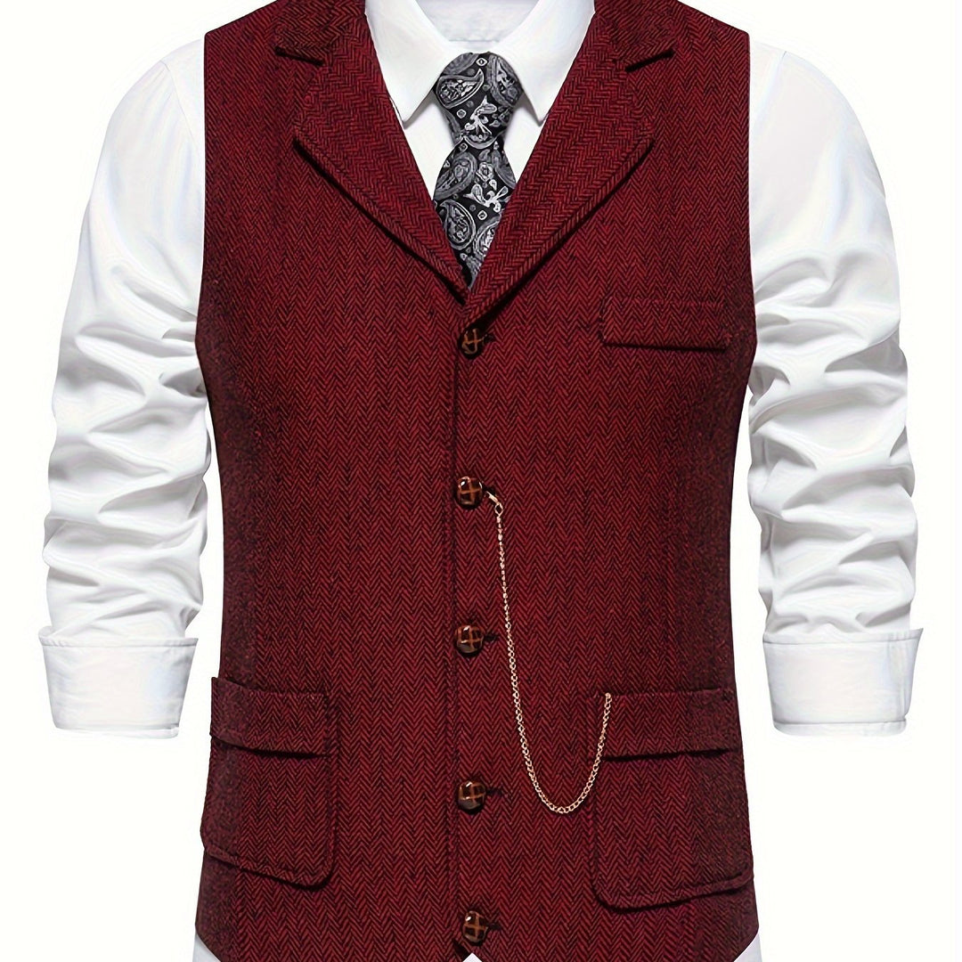 Silas | Herringbone Single-Breasted Waistcoat