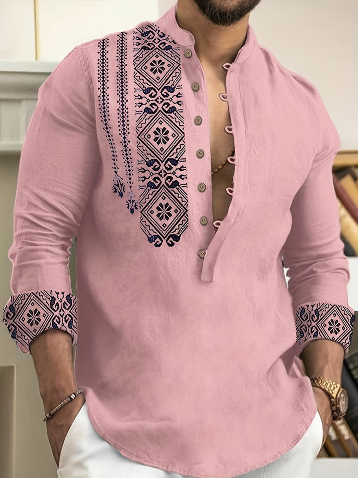 Dorian | Patterned Stand-Collar Shirt