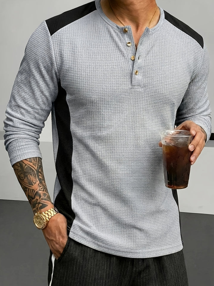 Sawyer | Textured Contrast Henley Shirt