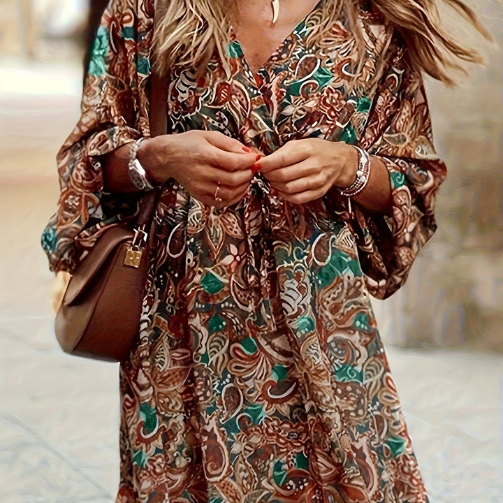 Odette | Bohemian Print V-Neck Dress