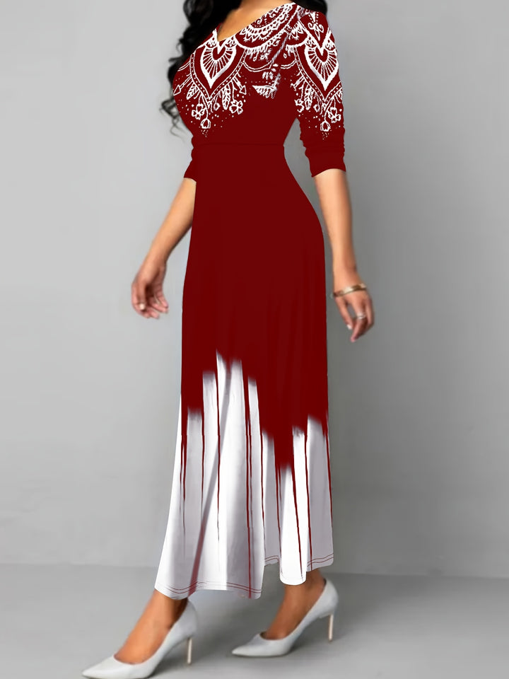 Rosalyn | Ornate Print A-Line Maxi Dress