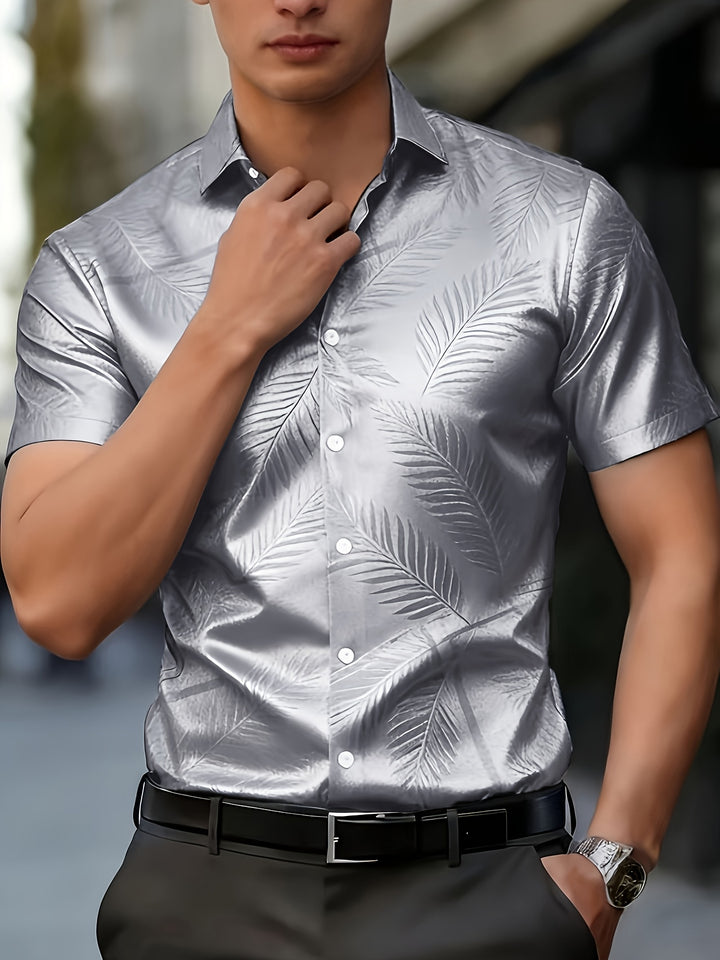 Damon | Radiant Feather-Print Short-Sleeve Shirt