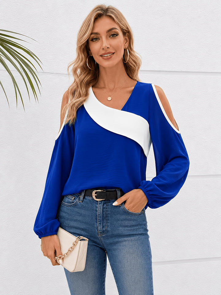 Larissa | Contrast Cold-Shoulder Blouse