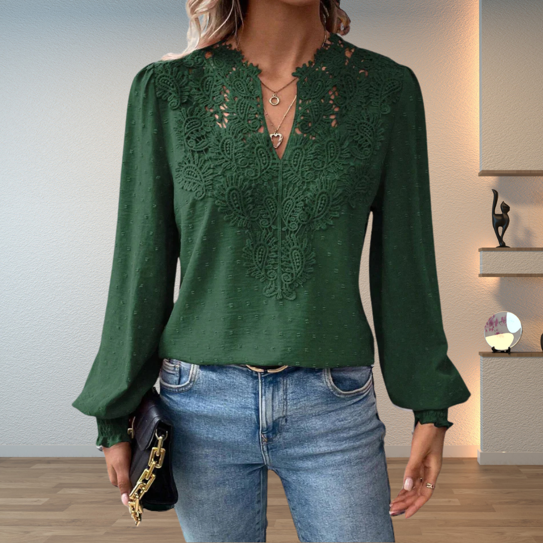 Marlowe | Lace-Trimmed Elegant Blouse