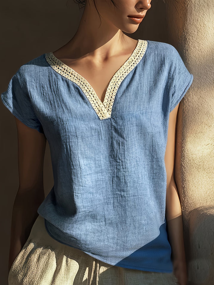 Brinley | Bohemian Retro Short-Sleeved Blouse
