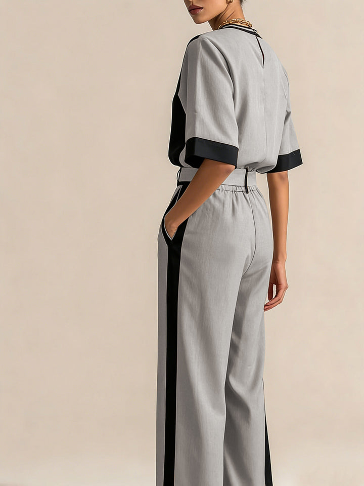 Belinda | Contrast-Trim Two-Piece Set