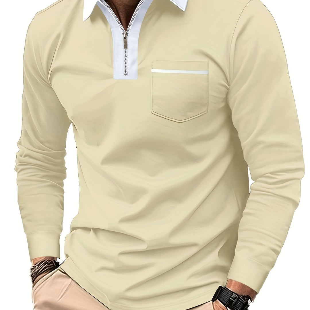 Douglas | Zip-Collar Long Sleeve Polo Shirt