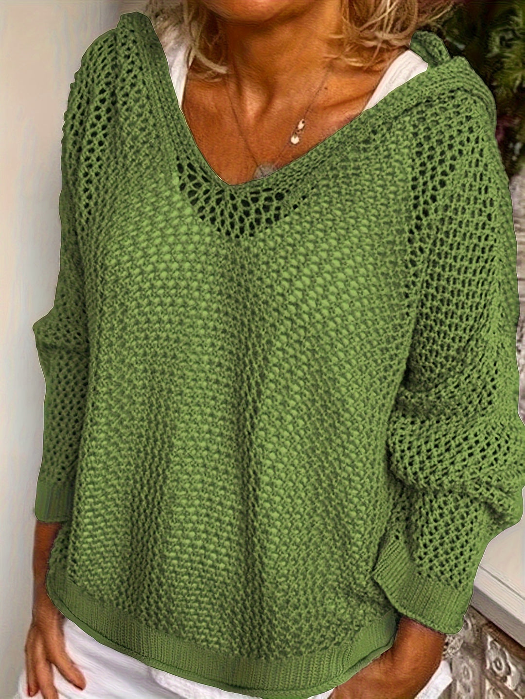 Fleur | Open-Knit Hooded Sweater