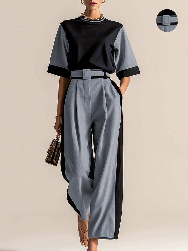 Belinda | Contrast-Trim Two-Piece Set
