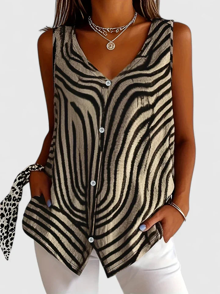 Colleen | Sleeveless Button-Front Blouse
