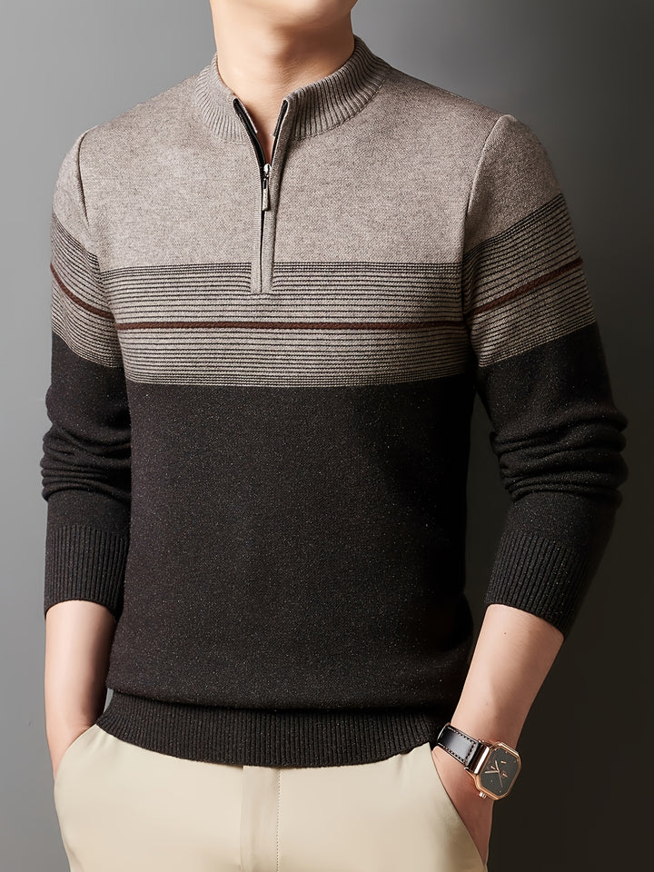 Ambrose | Half-Zip Striped Sweater