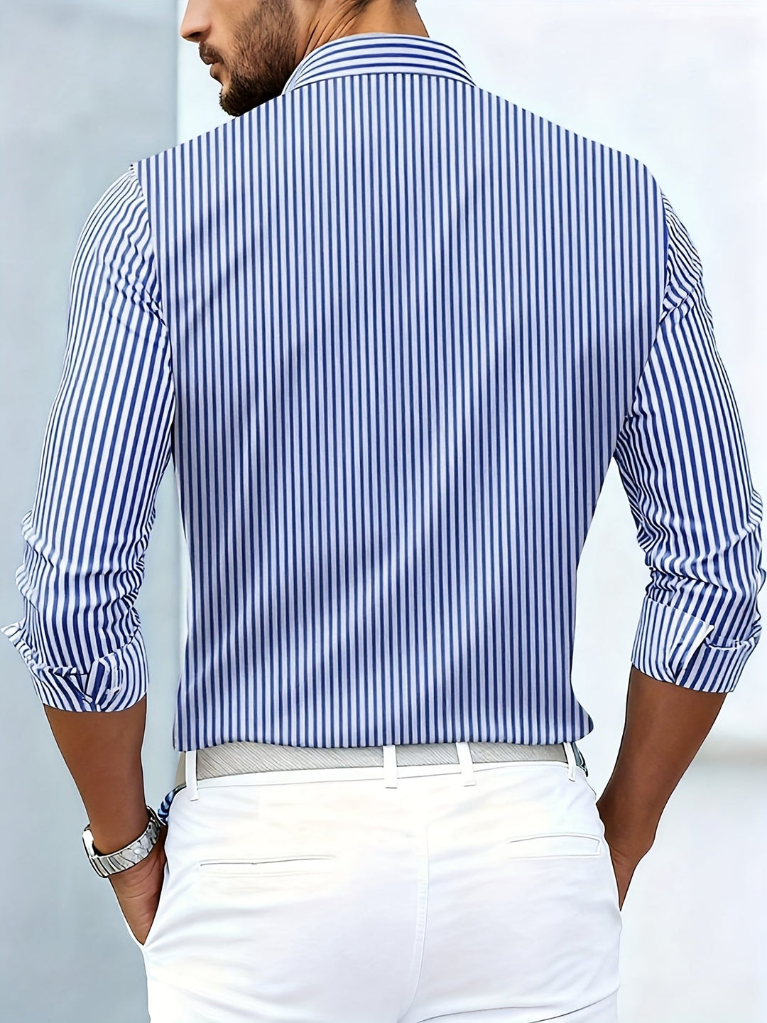 Sterling | Refined Striped Long Sleeve Shirt
