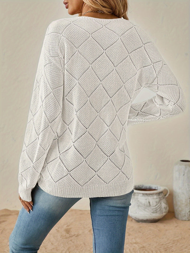 Bernice | Openwork V-Neck Sweater