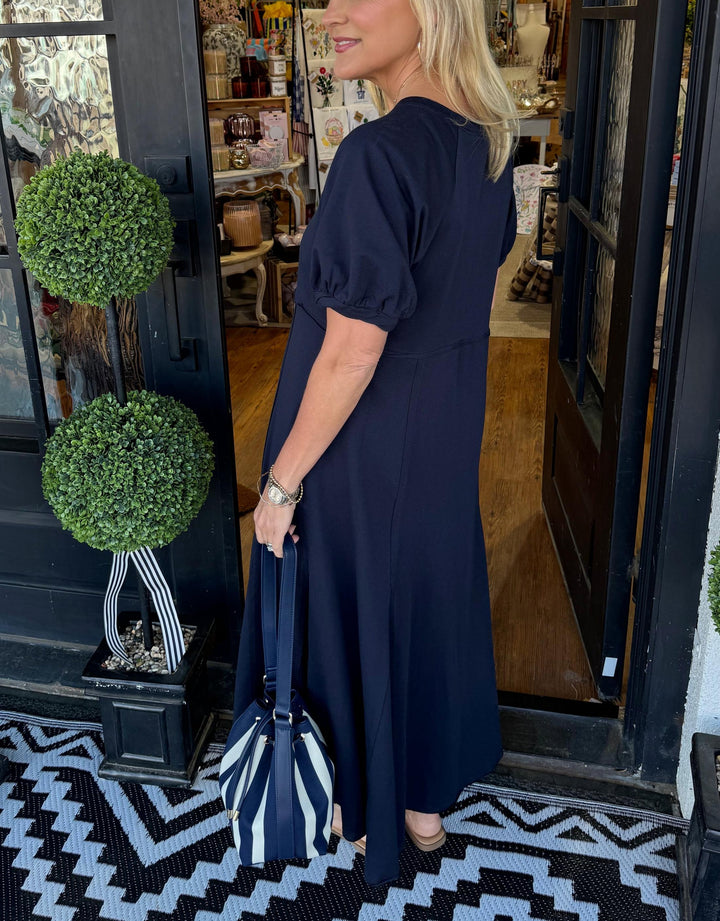 Octavia | Puff Sleeve Round Neck Maxi Dress