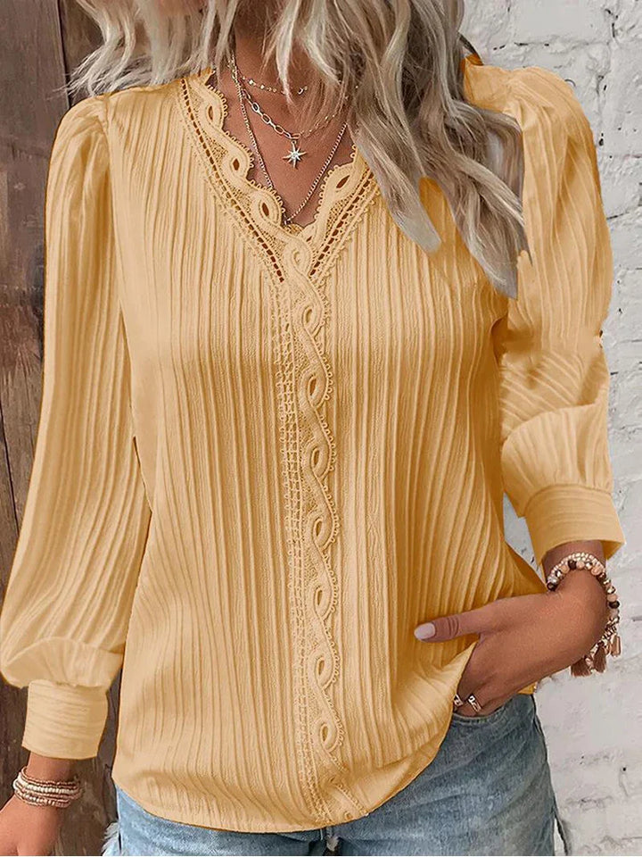 Rowena | Lace-Trimmed V-Neck Blouse