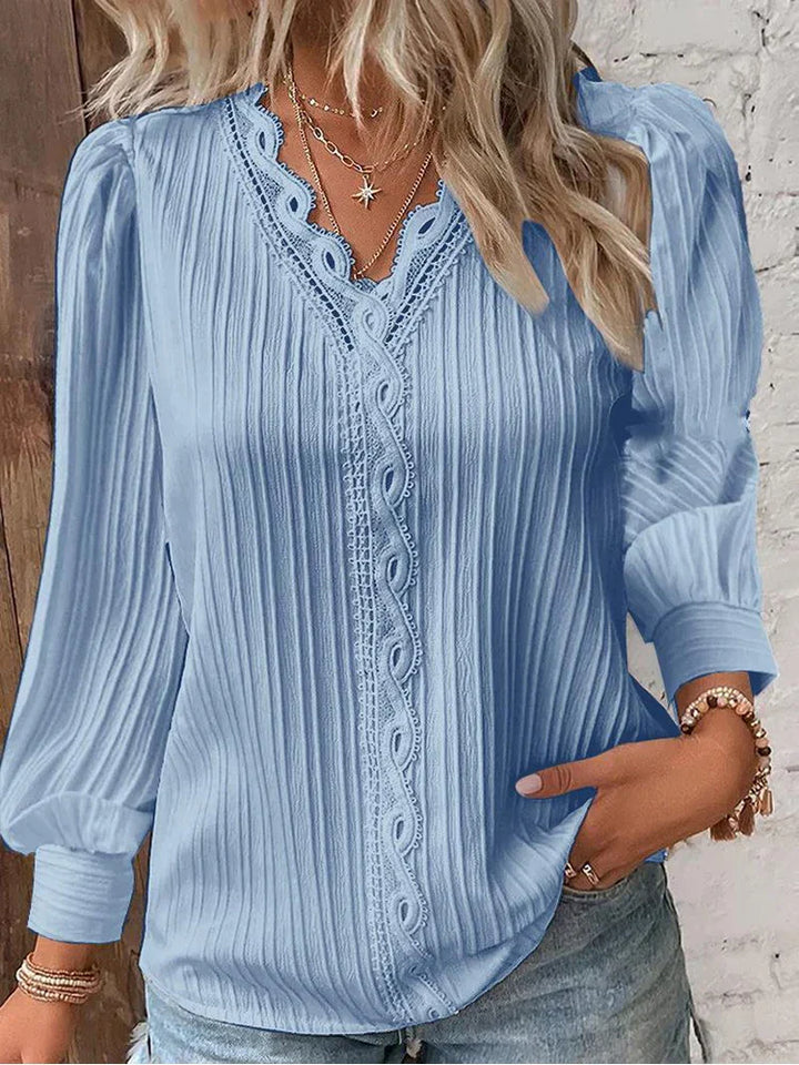 Rowena | Lace-Trimmed V-Neck Blouse