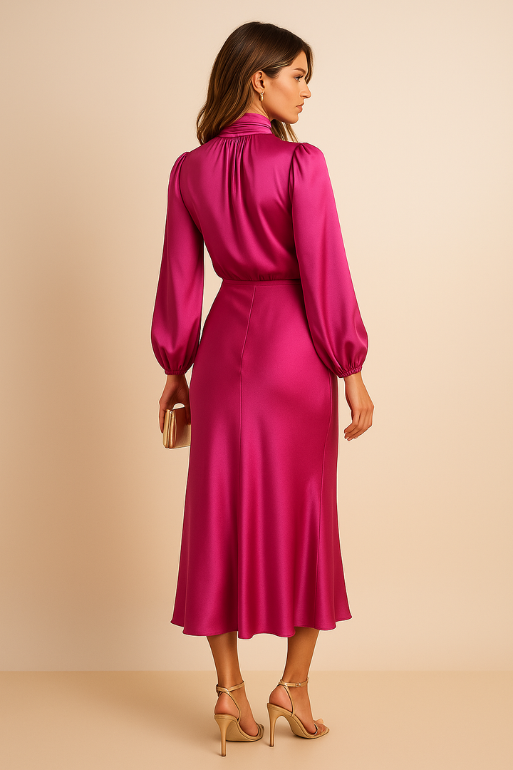 Krista | Elegant Long-Sleeve Satin Evening Dress