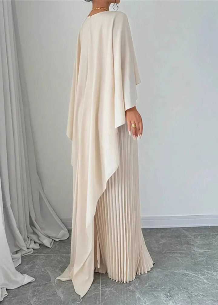 Makayla | Stylish Pleated Cape Maxi Dress